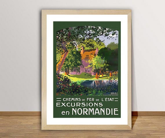 Normandy France Vintage Travel Poster: Chemin de Fer de L'Etat