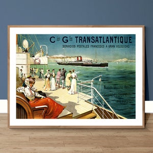 Cie Gle Transatlantique Guadeloupe, Perou Vintage Travel Poster - Poster Paper or Canvas Print / Gift Idea
