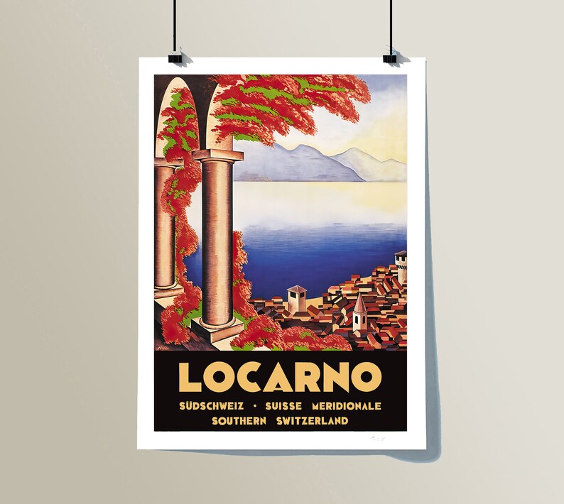 Locarno, Suisse Vintage Travel Poster Poster Paper or Canvas Print / Gift Idea / Wall Decor image 3