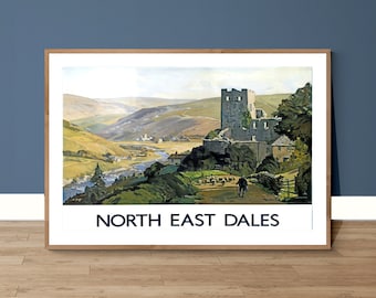 North East Dales Vintage Travel Poster: England Landscape Art