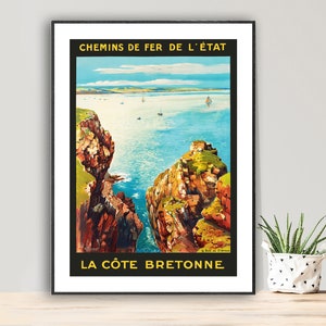 La Cote Bretonne  Vintage Travel Poster - Poster Paper or Canvas Print / Gift Idea / Wall Decor