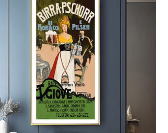 Birra Pschorr Vintage Beer Poster: Drink Wall Art