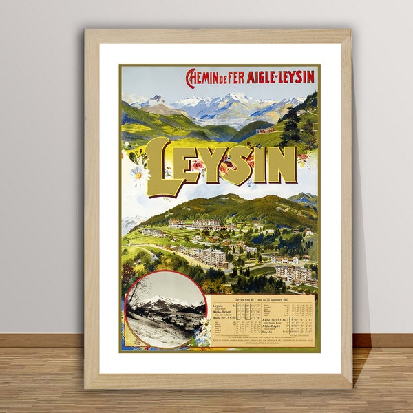 Leysin, Chemin de Fer Aigle-Leysin  Vintage  Travel Poster -  Leysin Poster,