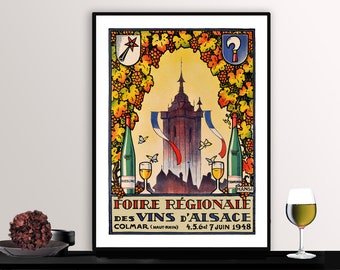 Foire Regionale des Vins d'Alsace Vintage Food&Drink Poster Print - Drink Prints, Wine Artwork, Beverages Prints, Wall Decor