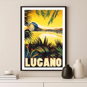 Lugano, Switzerland Vintage Travel Poster - Lugano Travel Art Print, Vintage Lugano Poster, Lugano Wall Art