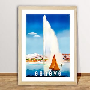 Póster de viaje vintage de Ginebra, Suiza: impresión artística de viaje, idea de regalo, idea de regalo