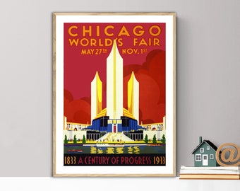 Chicago World's Fair 1933 Vintage Travel Poster