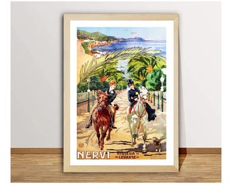 ネルヴィ・リヴィエラ ヴィンテージ トラベルポスター：イタリア