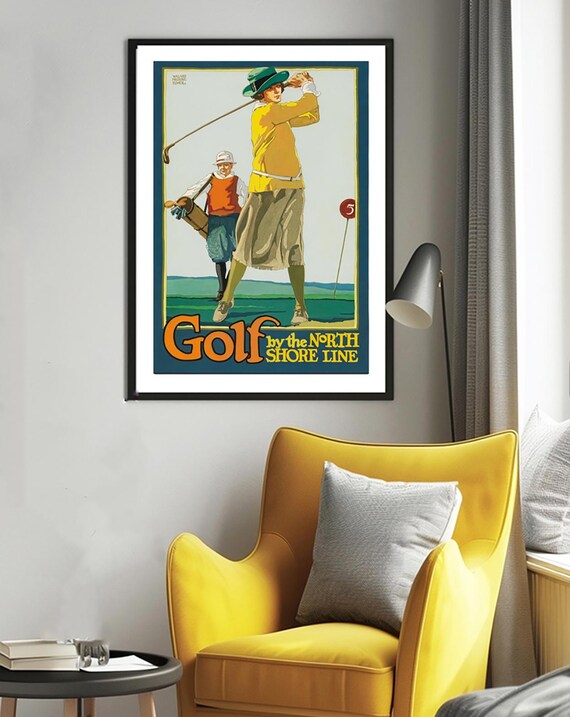 Golf by the North Shore Line Vintage Golf Poster - Sport Print - Etsy