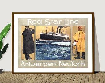 4131.Red Star Line.Antwerpen Amerika ad.POSTER.Home School Office art decor 4131.Red Star Line.Antwerpen Amerika ad.POSTER.Home School Office art decor
