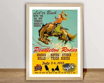 ヒューストンロデオヴィンテージポスター12 x 18インチレトロプリント