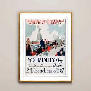 Recuerde su primera emoción de American Liberty Vintage Poster - Impresión de póster o Impresión de lienzo / Idea de regalo / Decoración de pared