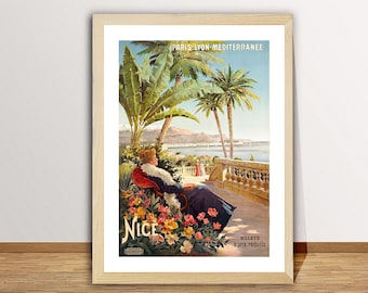 Nice France Vintage Travel Poster: Riviera Wall Art