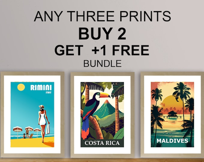 Featured listing image: Tropical Travel Poster Bundle: Buy 2 Get 1 Free