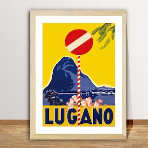 Lugano, Switzerland Vintage Travel Poster - Travel Lugano Memories / Gift Idea / Wall Decor