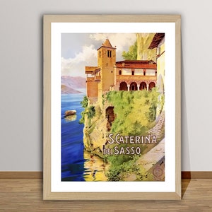 S. Caterina Del Sasso, Italy Vintage Travel Poster - Poster Paper or Canvas Print / Gift Idea / Wall Decor