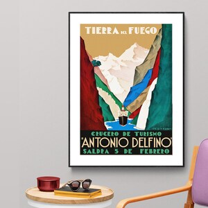 Terra del Fuoco Antonio Delfino, Sud America Poster da viaggio vintage - Poster da viaggio retrò / Idea regalo / Decorazione da parete