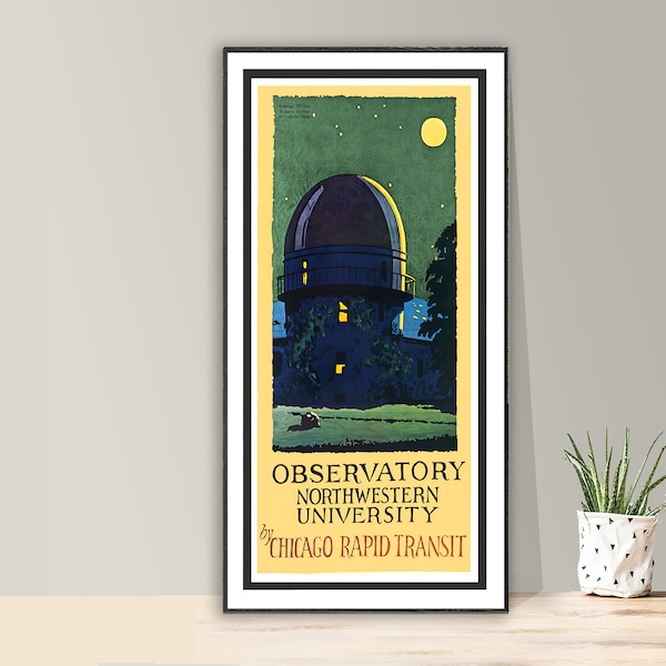 Observatory Northwestern University by Chicago Rapid Transit Vintage Travel Poster  - Poster Paper or Canvas Print / Gift Idea