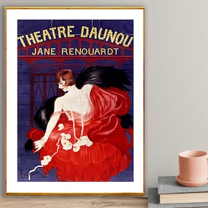 Theater Daunou ,Jane Renouardt Vintage Unterhaltung Poster von Leonetto Cappiello - Posterpapier oder Leinwanddruck / Geschenkidee