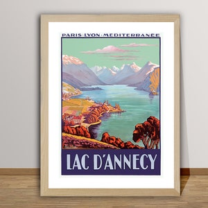 Lac d'Annecy, France Vintage Travel Poster - Lake Annecy Poster - Travel Annecy, Wall Decor, Gift Idea