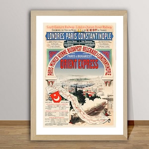Orient Express, Londres, Paris, Constantinople Vintage Travel Poster - Poster Print or Canvas Giclee Print / Gift Idea