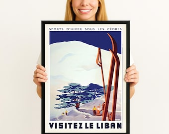 Vintage Lebanon Ski Poster: Travel Wall Art