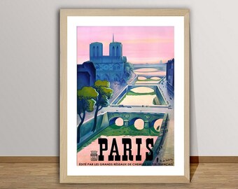 Vintage Japan Bin Kashiwa Print Paris Naïf Notre Dame Et Les Quais