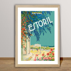 Estoril Portugal  Vintage Travel Poster - Estoril Poster, Portuguese Riviera, Wall Decor, Gift Idea