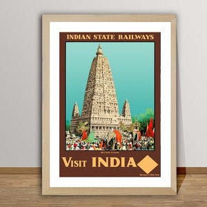 Poster de voyage vintage Visit India - Poster Indian State Railways / Idée cadeau / Décoration murale