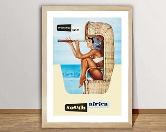 South Africa Vintage Travel Poster: Retro Wall Art Print