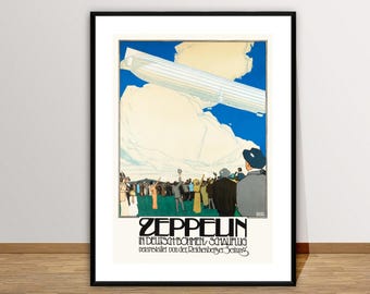 Zeppelin in Deutsch Böhmen Schauflug Vintage Aviation Poster