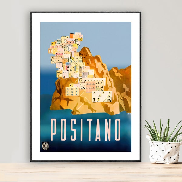 Positano Italy Vintage Travel Poster - Poster Paper, Canvas Print / Gift Idea / Wall Decor