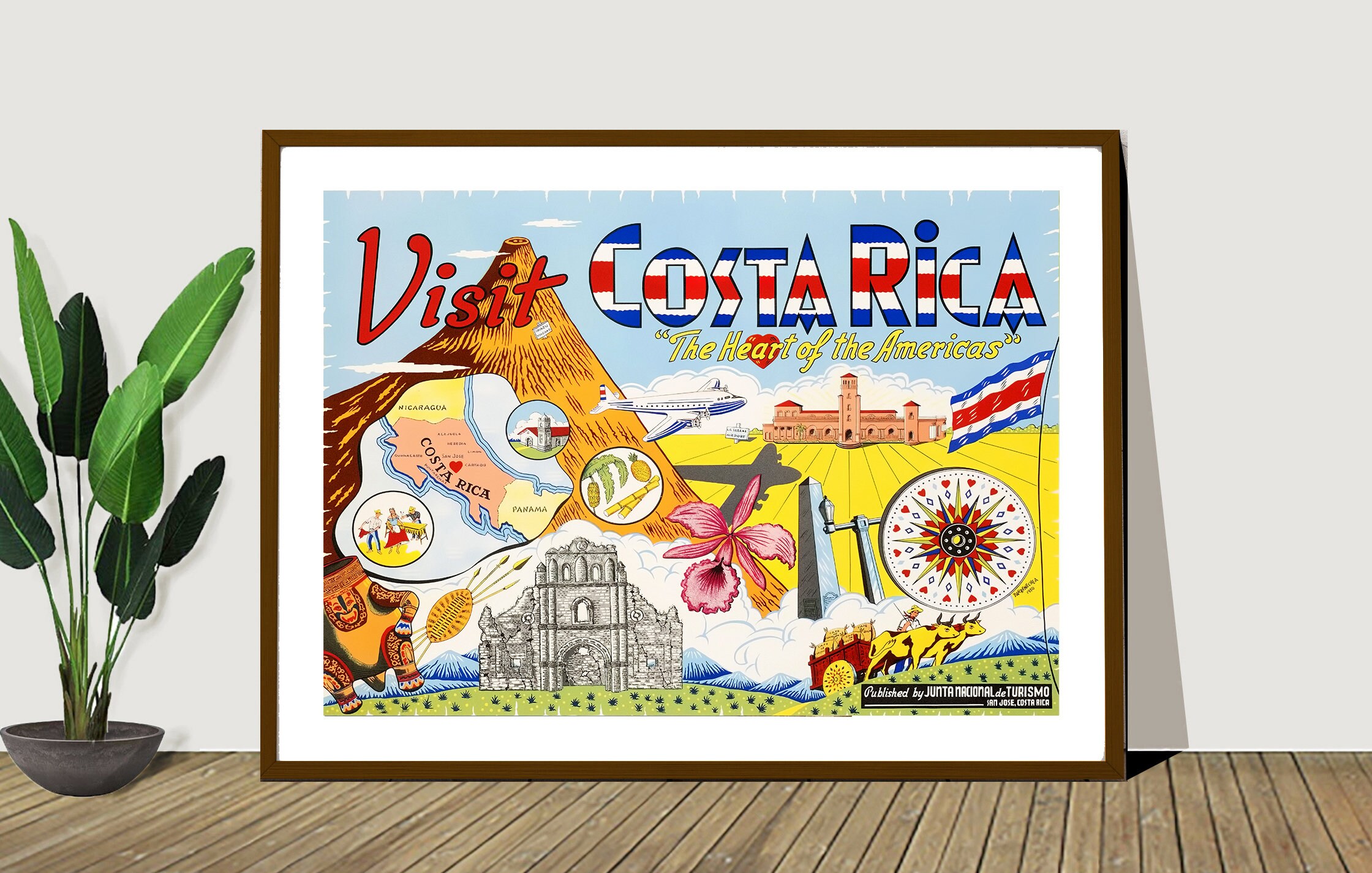 Visit Costa Rica Vintage Travel Poster PosterDruck Etsy