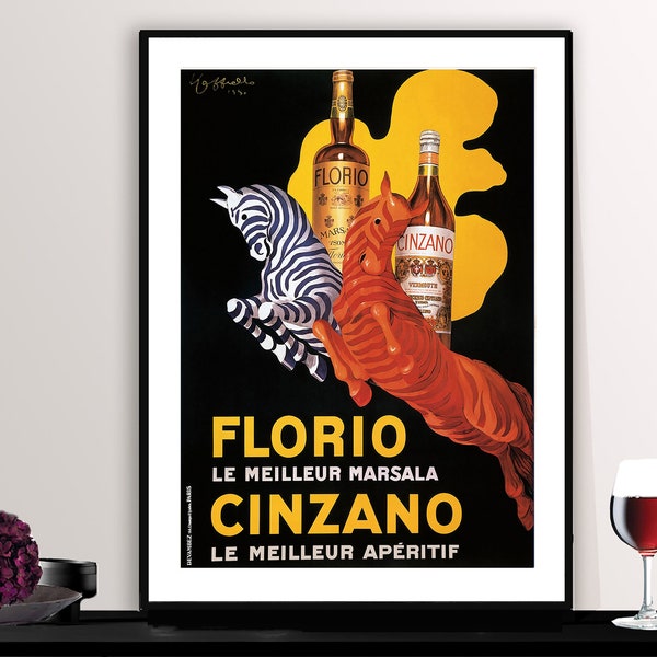 Florio Le Meilleur Marsala Cinzano Vintage Food&Drink Poster - Poster Paper or Canvas Print / Gift Idea / Wall Decor