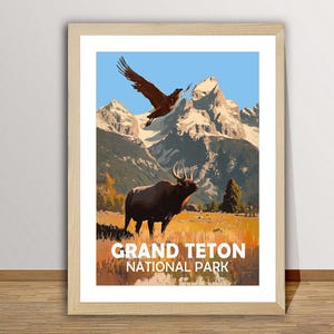 Grand Teton National Park, Wyoming, United States Vintage Travel Poster - Travel Memories / Gift Idea / Wall Decor