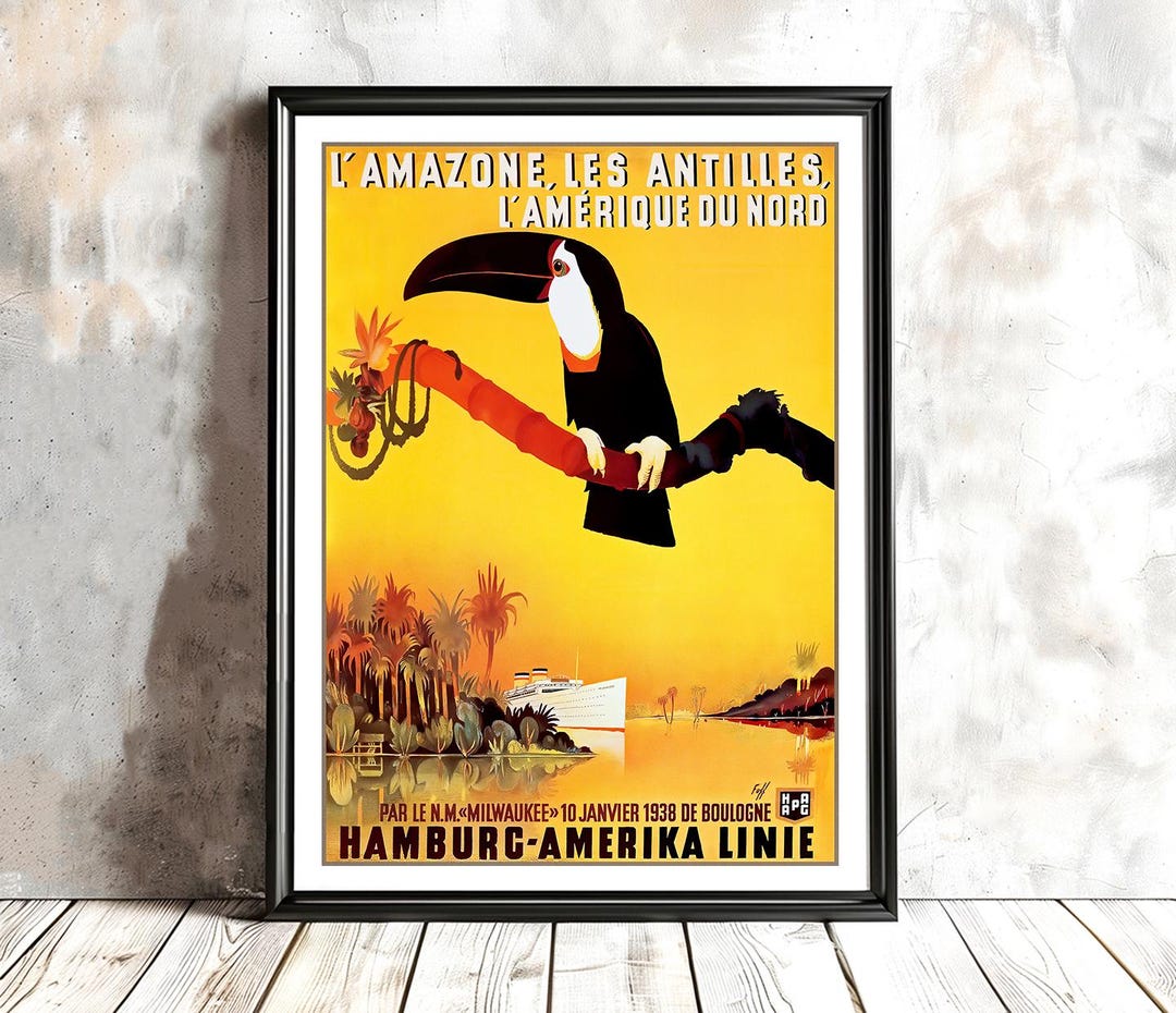 Vintage Travel Poster: Toucan, Antilles, North America - Etsy Norway