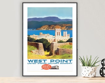 West Point Verenigde Staten Militaire Academie Vintage Travel Poster - Poster Print of Canvas Print / Gift Idea / Wall Decor