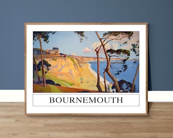 Bournemouth England Vintage Travel Poster Print