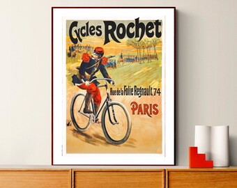 Cycles Rochet Vintage Bicycle Poster - Sport Poster, Bicycle Print, Retro Poster, Gift Idea , Christmas Gift