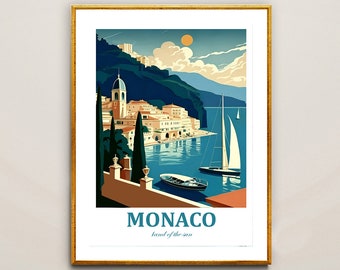 Monaco, Land of the Sun France Travel Poster by Wed - Affiche de la French Riviera,  Art, Retro Print