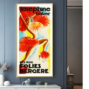 Josephine Baker ist est aux Folies Bergere Vintage Berühmtheit Poster - Retro Josephine Baker Print / Geschenkidee / Wanddeko