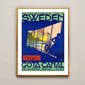 Sweden Göta Canal  Vintage Travel Poster - Poster Paper,  Sticker or Canvas Print / Gift Idea / Wall Decor