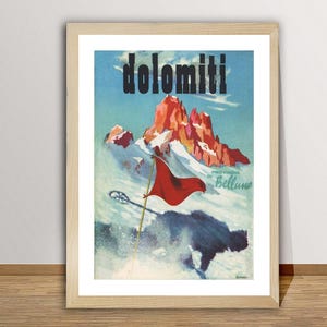 Dolomiti Provincia di Belluno Vintage Ski Poster - Wintersport Dolomiti / Geschenkidee / Wanddeko