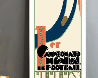 1930 Uruguay Football World Cup Poster: Vintage Sport Print