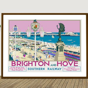 Brighton and Hove Vintage Travel Poster Poster Print | Etsy
