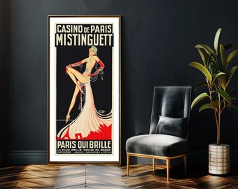 Vintage  Mistinguett, Paris Advertisement Art Print - Reproduction of a Vintage Artwork, Decorative Purposes Wall Decor