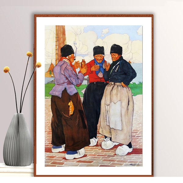 Three Flemish Men Drinking Vintage Food&Drink Poster by Henri Cassiers - Poster Paper or Canvas Print / Gift Idea