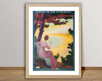 Póster vintage de la playa de Pornichet: Impresión de viaje francesa