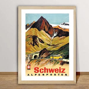 Alpenposten, poster di viaggio vintage svizzero - carta poster o stampa su tela / idea regalo