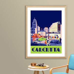 Calcutta, India Vintage Travel Poster - Retro India Poster / Gift Idea / Wall Decor